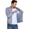 imageCOOFANDY Mens Lightweight Bomber Jacket Casual Stylish Fall Jackets Full Zip Knit Jackets Varsity Textured CoatLight Blue