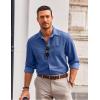 imageCOOFANDY Mens Long Sleeve Button Down Shirt Wrinkle Free Untucked Dress Shirt Casual Denim ShirtDeep Blue