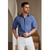 imageCOOFANDY Mens Long Sleeve Button Down Shirt Wrinkle Free Untucked Dress Shirt Casual Denim ShirtDeep Blue