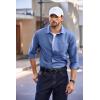 imageCOOFANDY Mens Long Sleeve Button Down Shirt Wrinkle Free Untucked Dress Shirt Casual Denim ShirtDeep Blue
