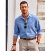 imageCOOFANDY Mens Long Sleeve Button Down Shirt Wrinkle Free Untucked Dress Shirt Casual Denim ShirtLight Blue