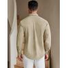 imageCOOFANDY Mens Long Sleeve Button Down Shirt Wrinkle Free Untucked Dress Shirt Casual Denim ShirtLight Khaki