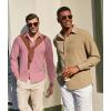 imageCOOFANDY Mens Long Sleeve Button Down Shirt Wrinkle Free Untucked Dress Shirt Casual Denim ShirtPurple Red