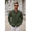 imageCOOFANDY Mens Long Sleeve Button Down Shirts Casual Untucked Dress Shirt Beach Wedding ShirtsArmy Green