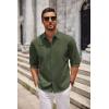 imageCOOFANDY Mens Long Sleeve Button Down Shirts Casual Untucked Dress Shirt Beach Wedding ShirtsArmy Green