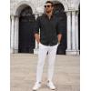 imageCOOFANDY Mens Long Sleeve Button Down Shirts Casual Untucked Dress Shirt Beach Wedding ShirtsBlack