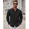 imageCOOFANDY Mens Long Sleeve Button Down Shirts Casual Untucked Dress Shirt Beach Wedding ShirtsBlack