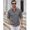 imageCOOFANDY Mens Long Sleeve Button Down Shirts Casual Untucked Dress Shirt Beach Wedding ShirtsDark Gray