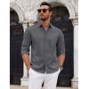 imageCOOFANDY Mens Long Sleeve Button Down Shirts Casual Untucked Dress Shirt Beach Wedding ShirtsDark Gray