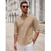 imageCOOFANDY Mens Long Sleeve Button Down Shirts Casual Untucked Dress Shirt Beach Wedding ShirtsKhaki