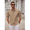imageCOOFANDY Mens Long Sleeve Button Down Shirts Casual Untucked Dress Shirt Beach Wedding ShirtsKhaki