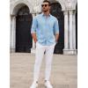 imageCOOFANDY Mens Long Sleeve Button Down Shirts Casual Untucked Dress Shirt Beach Wedding ShirtsLight Blue