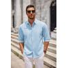 imageCOOFANDY Mens Long Sleeve Button Down Shirts Casual Untucked Dress Shirt Beach Wedding ShirtsLight Blue