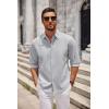imageCOOFANDY Mens Long Sleeve Button Down Shirts Casual Untucked Dress Shirt Beach Wedding ShirtsLight Gray