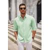 imageCOOFANDY Mens Long Sleeve Button Down Shirts Casual Untucked Dress Shirt Beach Wedding ShirtsLight Green