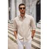 imageCOOFANDY Mens Long Sleeve Button Down Shirts Casual Untucked Dress Shirt Beach Wedding ShirtsLight Khaki