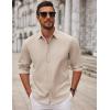 imageCOOFANDY Mens Long Sleeve Button Down Shirts Casual Untucked Dress Shirt Beach Wedding ShirtsLight Khaki