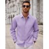imageCOOFANDY Mens Long Sleeve Button Down Shirts Casual Untucked Dress Shirt Beach Wedding ShirtsLight Purple
