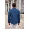 imageCOOFANDY Mens Long Sleeve Button Down Shirts Casual Untucked Dress Shirt Beach Wedding ShirtsNavy