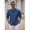 imageCOOFANDY Mens Long Sleeve Button Down Shirts Casual Untucked Dress Shirt Beach Wedding ShirtsNavy