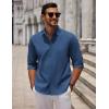 imageCOOFANDY Mens Long Sleeve Button Down Shirts Casual Untucked Dress Shirt Beach Wedding ShirtsNavy