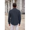 imageCOOFANDY Mens Long Sleeve Button Down Shirts Casual Untucked Dress Shirt Beach Wedding ShirtsNavy Blue