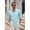 imageCOOFANDY Mens Long Sleeve Button Down Shirts Casual Untucked Dress Shirt Beach Wedding ShirtsPale Bue