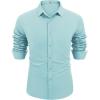 imageCOOFANDY Mens Long Sleeve Button Down Shirts Casual Untucked Dress Shirt Beach Wedding ShirtsPale Bue