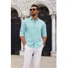 imageCOOFANDY Mens Long Sleeve Button Down Shirts Casual Untucked Dress Shirt Beach Wedding ShirtsPale Bue