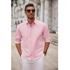 imageCOOFANDY Mens Long Sleeve Button Down Shirts Casual Untucked Dress Shirt Beach Wedding ShirtsPink