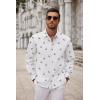 imageCOOFANDY Mens Long Sleeve Button Down Shirts Casual Untucked Dress Shirt Beach Wedding ShirtsPrintedshark
