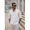 imageCOOFANDY Mens Long Sleeve Button Down Shirts Casual Untucked Dress Shirt Beach Wedding ShirtsPrintedshark