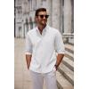 imageCOOFANDY Mens Long Sleeve Button Down Shirts Casual Untucked Dress Shirt Beach Wedding ShirtsWhite