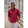 imageCOOFANDY Mens Long Sleeve Button Down Shirts Casual Untucked Dress Shirt Beach Wedding ShirtsWine Red