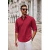 imageCOOFANDY Mens Long Sleeve Button Down Shirts Casual Untucked Dress Shirt Beach Wedding ShirtsWine Red
