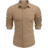 imageCOOFANDY Mens Long Sleeve Button Down Shirts Casual Untucked Shirts for Men Dress Shirts Wedding ShirtsKhaki