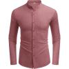 imageCOOFANDY Mens Long Sleeve Cotton Shirts Band Collar Button Down Shirts Oxford Dress ShirtsDark Red