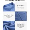 imageCOOFANDY Mens Long Sleeve Cotton Shirts Band Collar Button Down Shirts Oxford Dress ShirtsDenim Blue