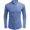 imageCOOFANDY Mens Long Sleeve Cotton Shirts Band Collar Button Down Shirts Oxford Dress ShirtsDenim Blue