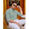 imageCOOFANDY Mens Long Sleeve Cotton Shirts Band Collar Button Down Shirts Oxford Dress ShirtsGreen