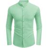 imageCOOFANDY Mens Long Sleeve Cotton Shirts Band Collar Button Down Shirts Oxford Dress ShirtsLight Green