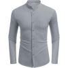 imageCOOFANDY Mens Long Sleeve Cotton Shirts Band Collar Button Down Shirts Oxford Dress ShirtsLight Grey