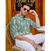 imageCOOFANDY Mens Long Sleeve Cotton Shirts Band Collar Button Down Shirts Oxford Dress ShirtsPalm Leaf Green