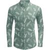 imageCOOFANDY Mens Long Sleeve Cotton Shirts Band Collar Button Down Shirts Oxford Dress ShirtsPalm Leaf Green