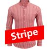 imageCOOFANDY Mens Long Sleeve Cotton Shirts Band Collar Button Down Shirts Oxford Dress ShirtsStriperedwhite