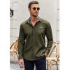 imageCOOFANDY Mens Long Sleeve Dress Shirt Plaid Collar Casual Button Down ShirtsArmy Green