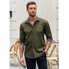 imageCOOFANDY Mens Long Sleeve Dress Shirt Plaid Collar Casual Button Down ShirtsArmy Green