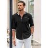 imageCOOFANDY Mens Long Sleeve Dress Shirt Plaid Collar Casual Button Down ShirtsBlack