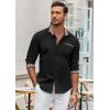 imageCOOFANDY Mens Long Sleeve Dress Shirt Plaid Collar Casual Button Down ShirtsBlack