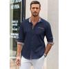 imageCOOFANDY Mens Long Sleeve Dress Shirt Plaid Collar Casual Button Down ShirtsBlue